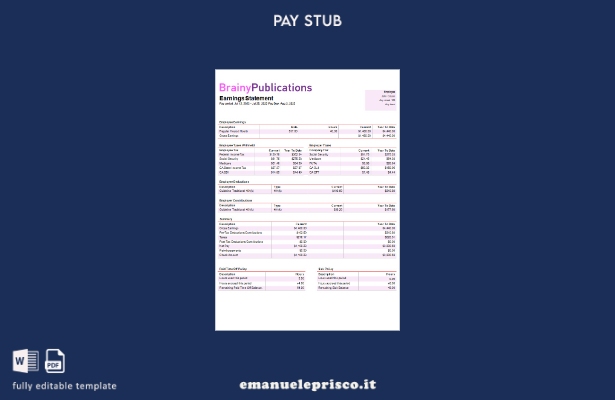 modello di busta paga della società di editoria digitale in stile verificato